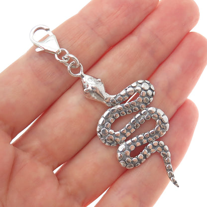 925 Sterling Silver Vintage Snake Lobster Claw Lock Pendant