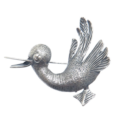BROOKRAFT 925 Sterling Silver Vintage Duck Oxidized Pin Brooch