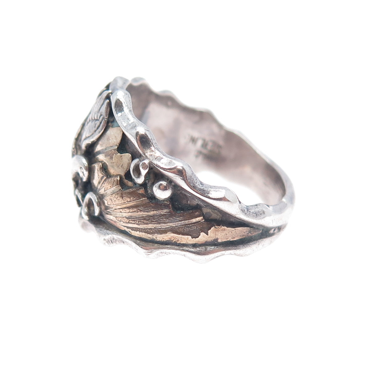 Jack Bly Kewa Old Pawn 925 Sterling Silver 2-Tone Vintage Eagle Ring Size 11.25