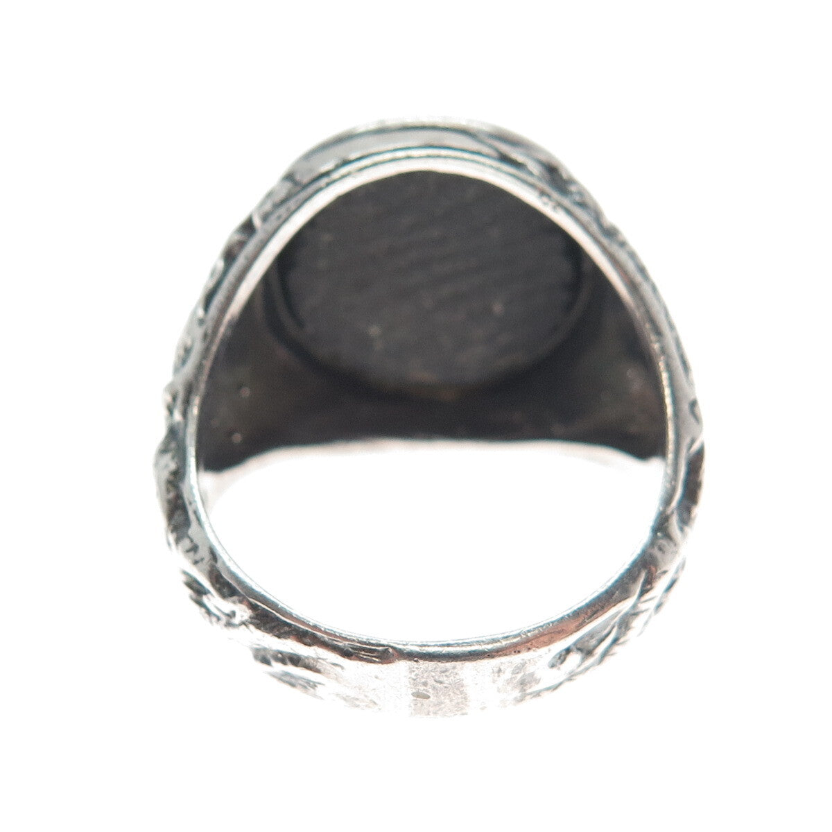 925 Sterling Silver Vintage Real Black Onyx Dragon Oxidized Ring Size 10
