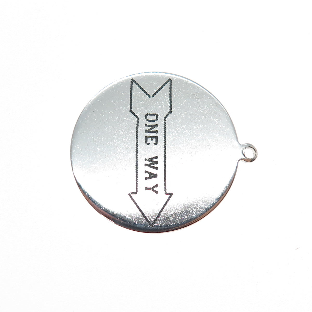 ELCO 925 Sterling Silver Vintage One Way Round Tag Charm Pendant