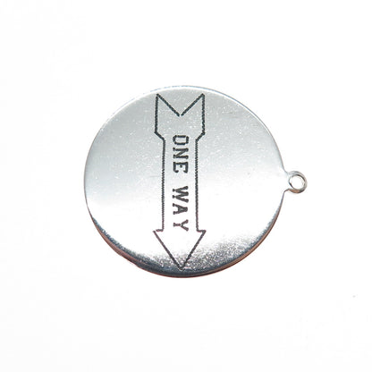 ELCO 925 Sterling Silver Vintage One Way Round Tag Charm Pendant