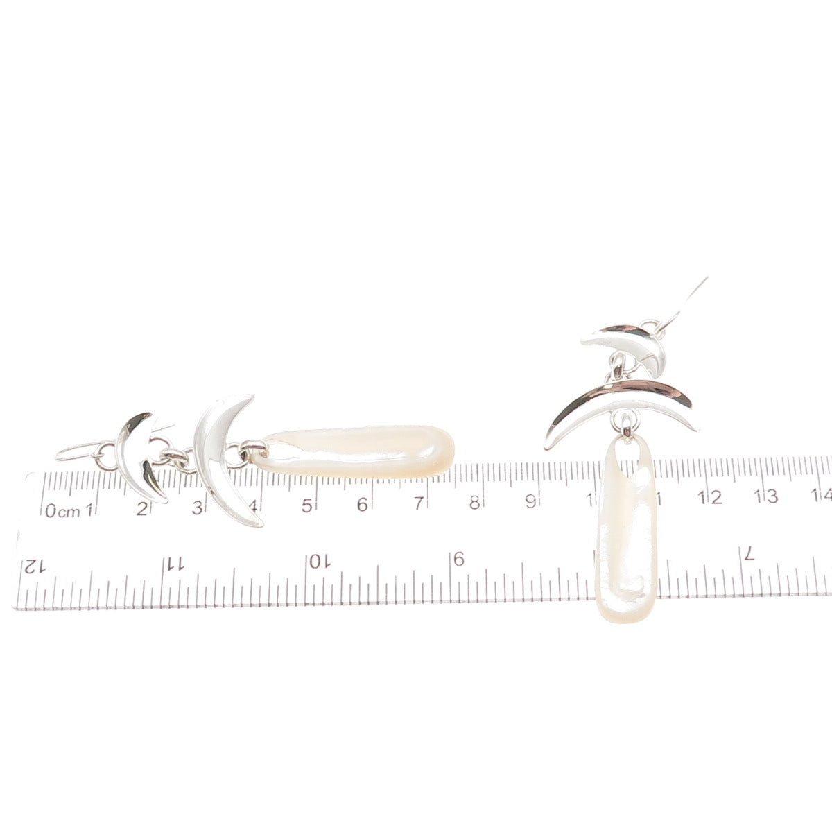 Robert Lee Morris Sterling Silver Vintage Real Pearl Modernist Dangle Earrings