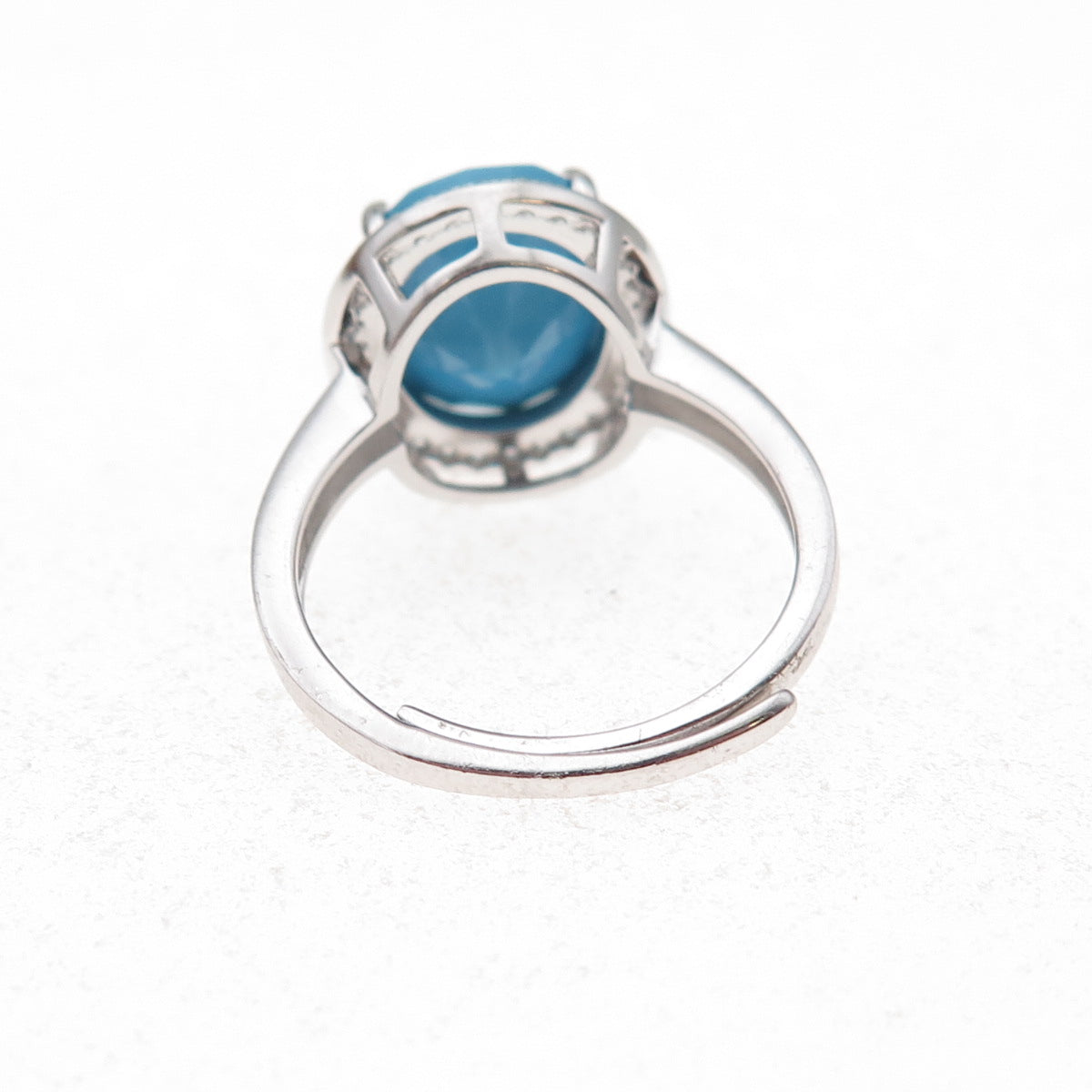 925 Sterling Silver Real Sleeping Beauty Turquoise & C Z Ring Size 5.5