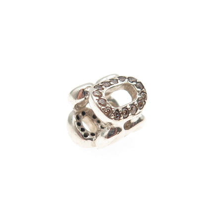PANDORA 925 Sterling Silver Smoky C Z Circle of Friends Slide Bead Charm