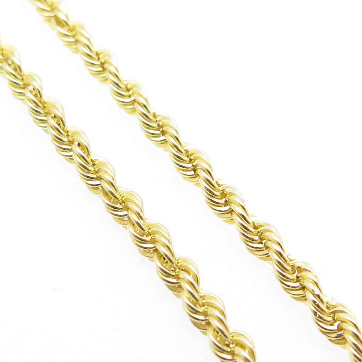 925 Sterling Silver Gold Plated Twisted Rope Chain Necklace 16"