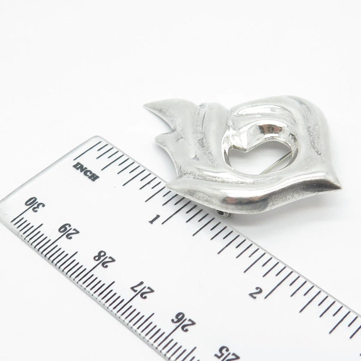 925 Sterling Silver Vintage Mexico Modernist Fire Pin Brooch