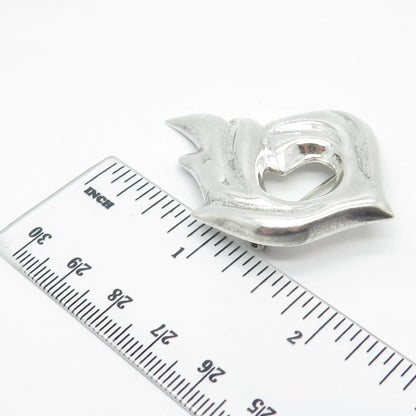 925 Sterling Silver Vintage Mexico Modernist Fire Pin Brooch