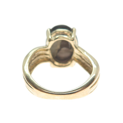 925 Sterling Silver Gold Plated Vintage Real Doublet MOP Ring Size 6