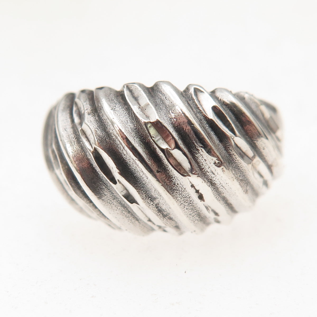 925 Sterling Silver Vintage Modernist Oxidized Dome Ring Size 7