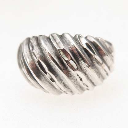 925 Sterling Silver Vintage Modernist Oxidized Dome Ring Size 7