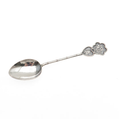 925 Sterling Silver Antique Chinese Fortune & Longevity Bamboo Coffee Spoon