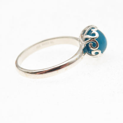 Tehya Oyama 925 Sterling Silver Real Bisbee Turquoise Floral Ring Size 8