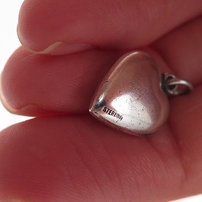 925 Sterling Silver Antique Art Deco Rhinestone Chatelaine Heart Charm Pendant