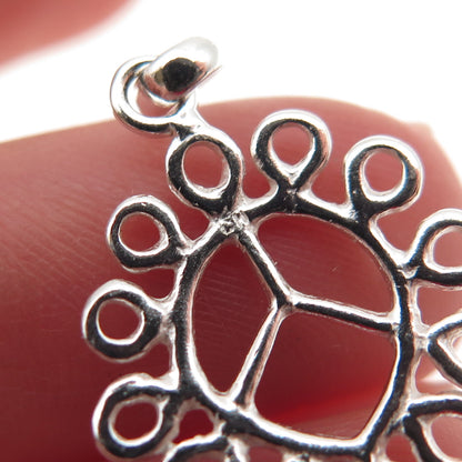 925 Sterling Silver Vintage Peace Symbol Swirl Charm Pendant