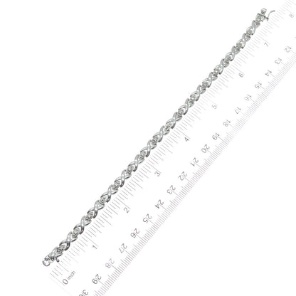 ROSS SIMONS 925 Sterling Silver Real Diamond Accent "XO" Link Bracelet 7.25"