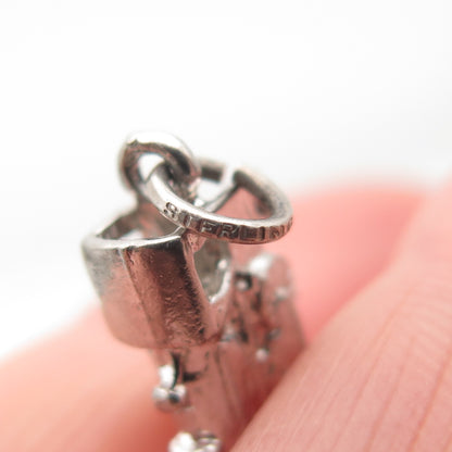 925 Sterling Silver Vintage Steam Engine Train 3D Mini Charm Pendant