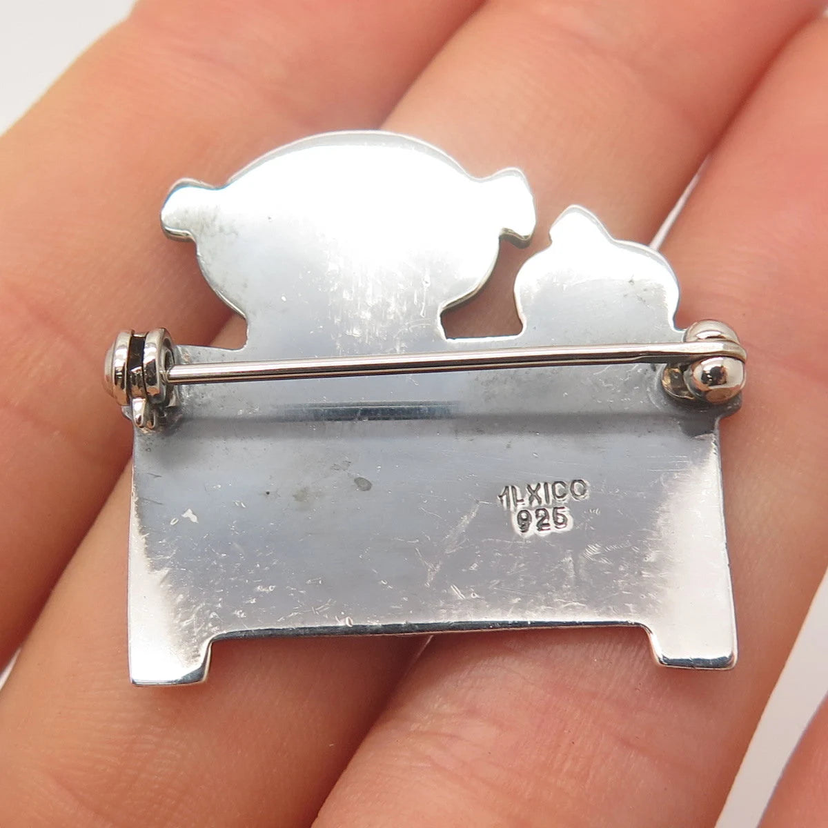 925 Sterling Silver Vintage Mexico "I Love Teaching" Happy Girl Pin Brooch
