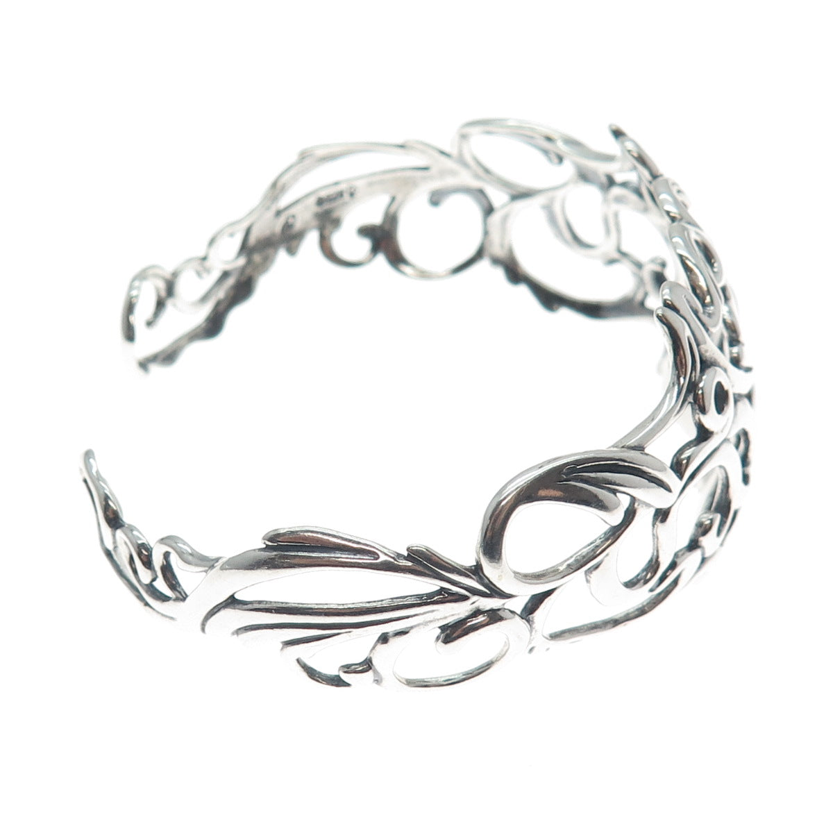 CAROLYN POLLACK Sterling Silver Vintage Flower Ornate Adjustable Bracelet 6.75"