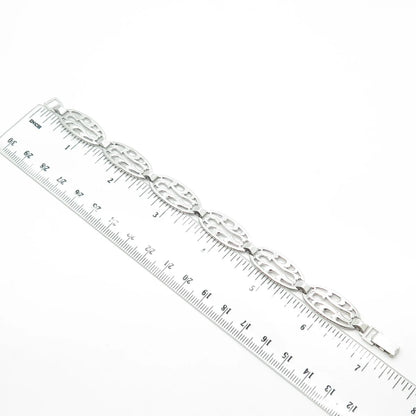 925 Sterling Silver Antique Art Deco Harry S Bick Swirl Panel Link Bracelet 7"