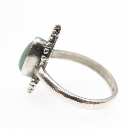 925 Sterling Silver Vintage Real Tyrone Turquoise Modernist Beaded Ring Size 7.5
