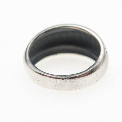 925 Sterling Silver Vintage Modernist Ribbed & Dotted Oxidized Ring Size 6