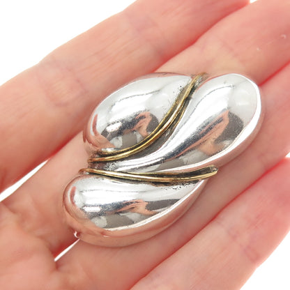 925 Sterling Silver 2-Tone Vintage Mexico Modernist Cloud Pin Brooch