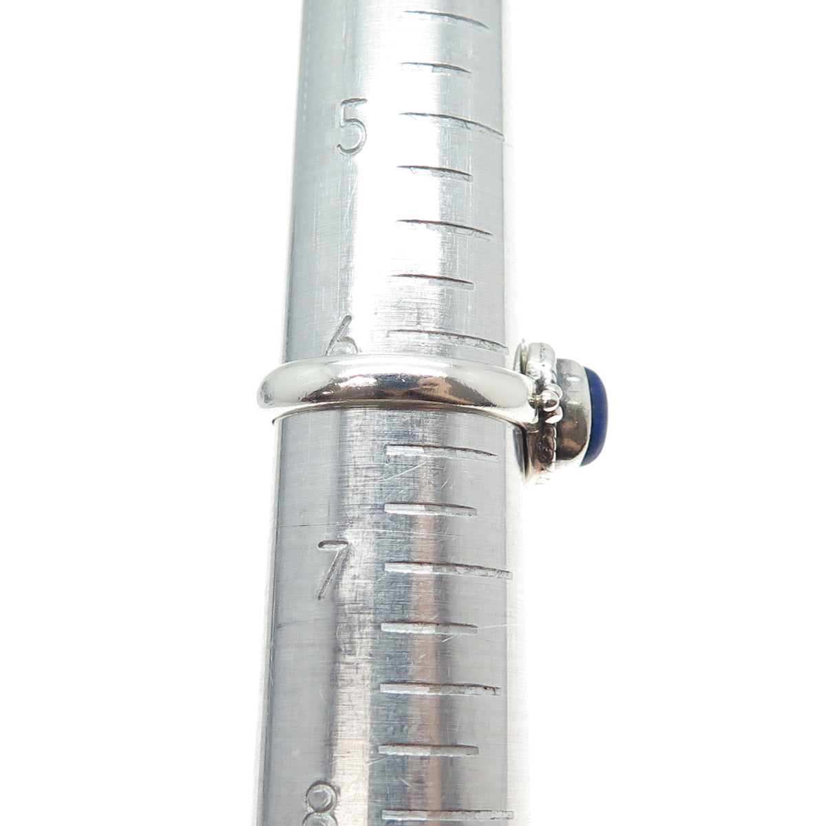 DOUG PAULUS Sterling Silver Vintage Real Lapis Beaded Oxidized Ring Size 6.25