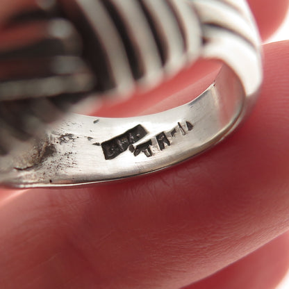 925 Sterling Silver Vintage Mexico Modernist Dome Oxidized Ring Size 6