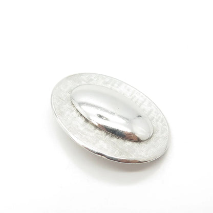 925 Sterling Silver Antique Art Deco BEAU Oval Textured Pin Brooch
