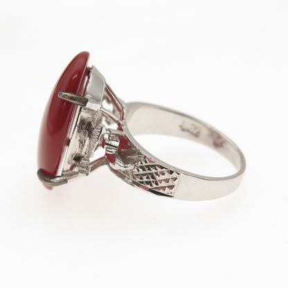 K. Fitz 925 Sterling Antique Art Deco Real Carnelian Diamond-Cut Ring Size 5.5