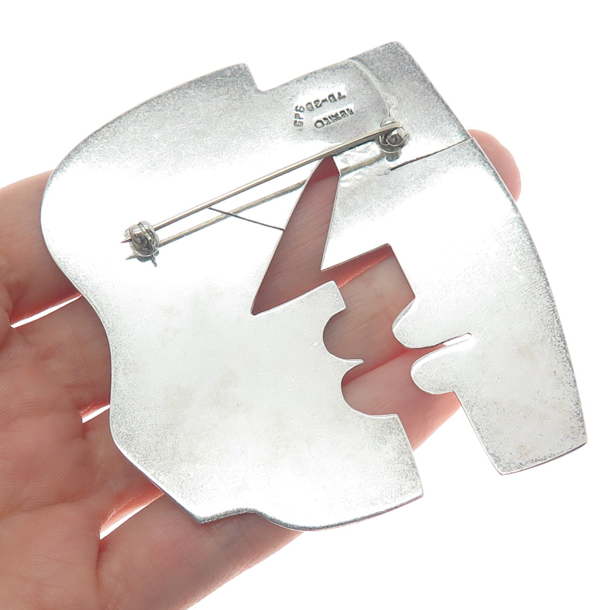 925 Sterling Silver Vintage Mexico Modernist Couple Kiss Pin Brooch