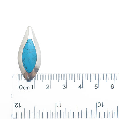 925 Sterling Vintage Morenci Turquoise Black Onyx Petal Dual Sided Slide Pendant