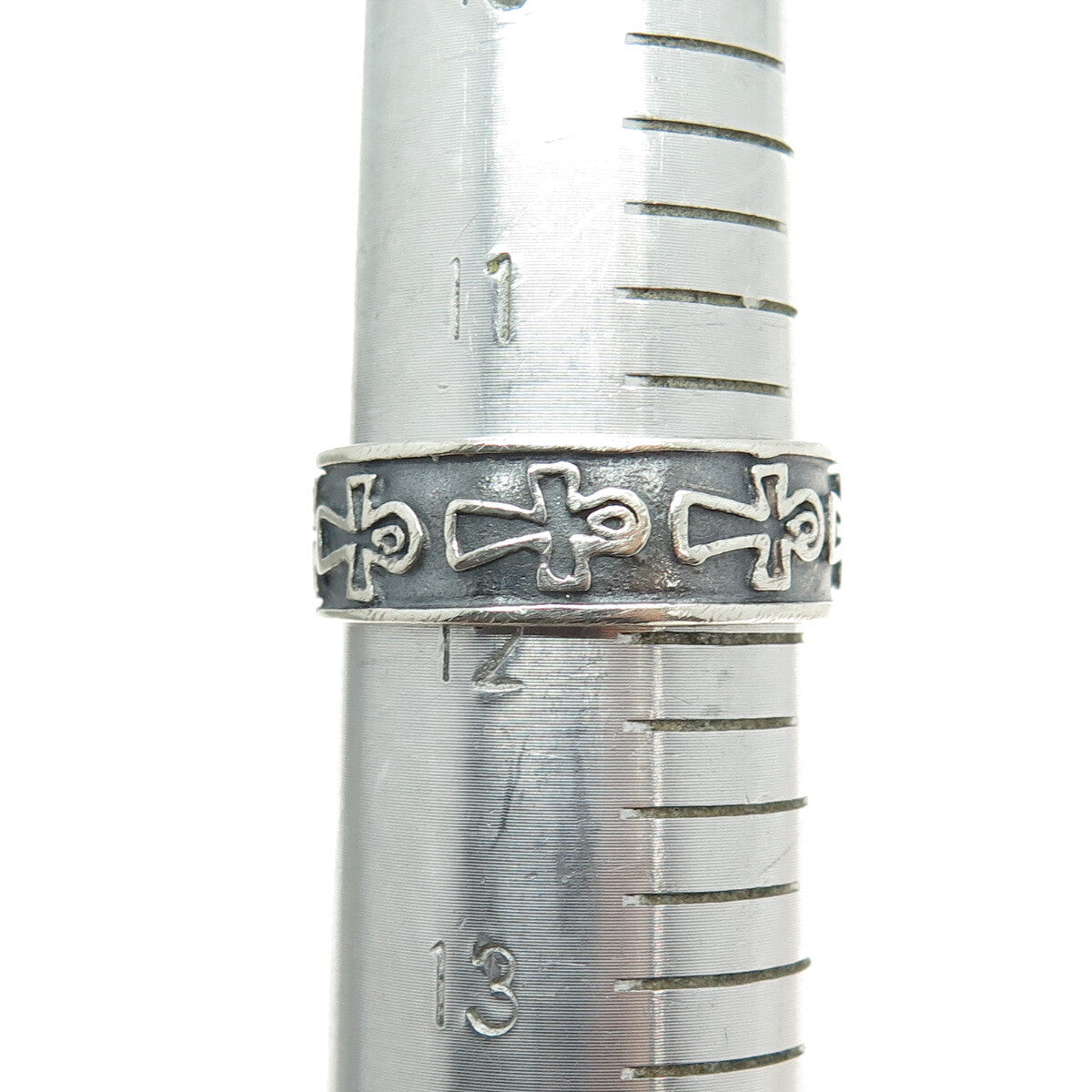925 Sterling Silver Vintage Egyptian Ankh Oxidized Band Ring Size 12