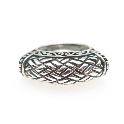925 Sterling Silver Vintage Modernist Dome Bar Oxidized Ring Size 6