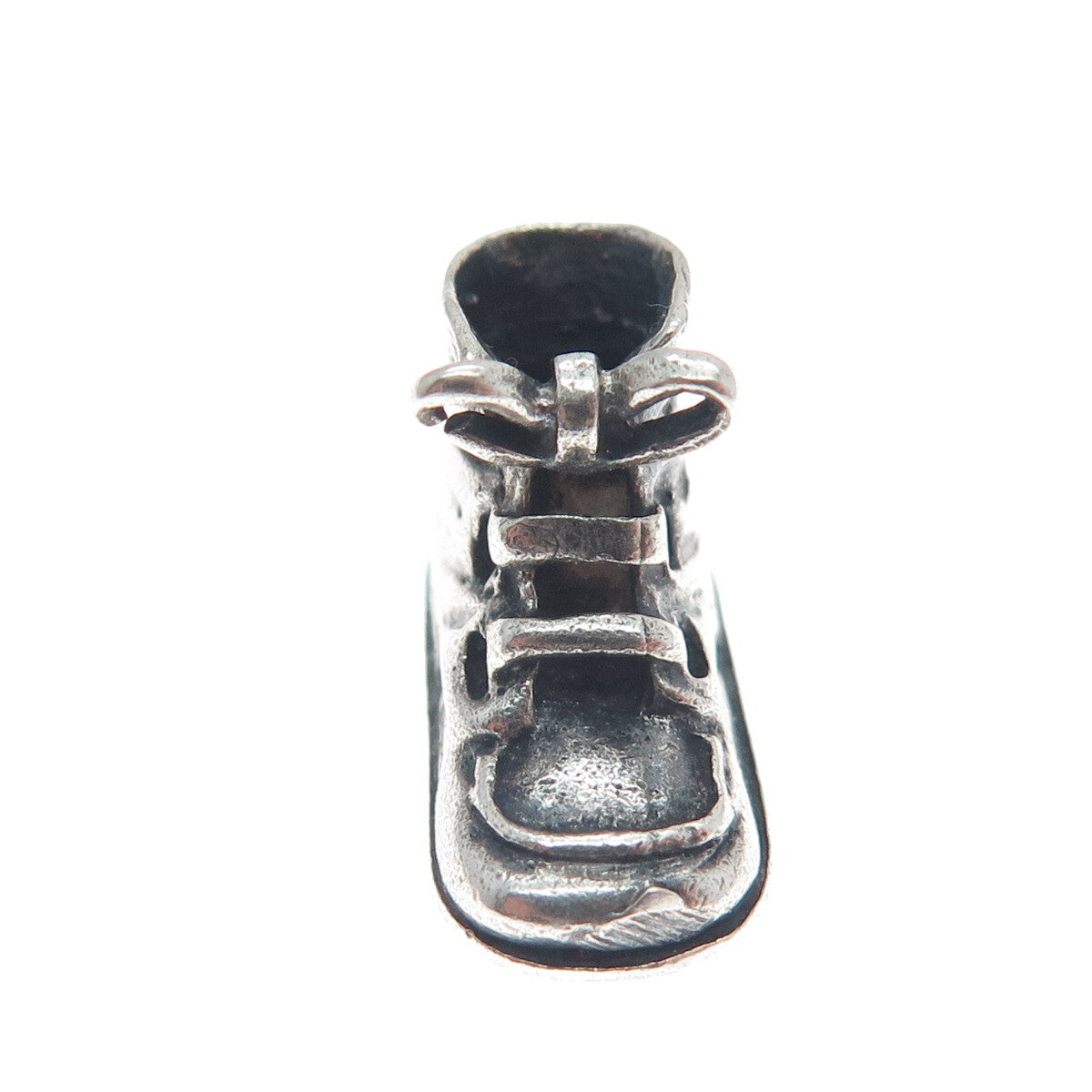 925 Sterling Silver Vintage Shoe Oxidized Minimalist 3D Charm Pendant