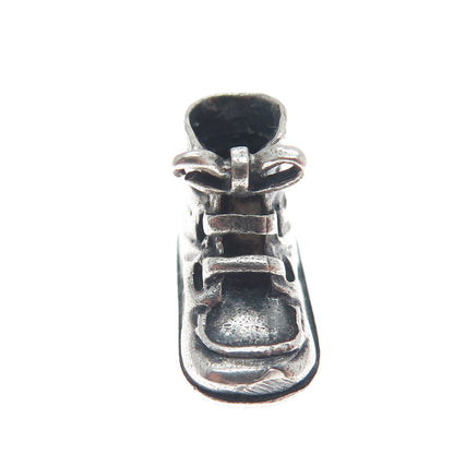 925 Sterling Silver Vintage Shoe Oxidized Minimalist 3D Charm Pendant