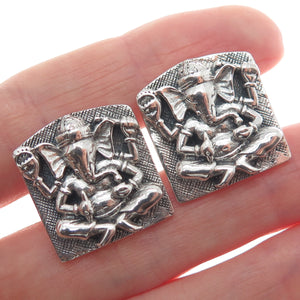 925 Sterling Silver Vintage Jaya Ganesha Elephant Oxidized Cufflinks