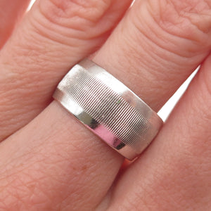 Legi 925 Sterling Silver Vintage Oxidized Ribbed Wide Band Ring Size 8
