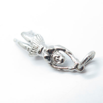 925 Sterling Silver Antique Art Deco Cheerleader Charm Pendant