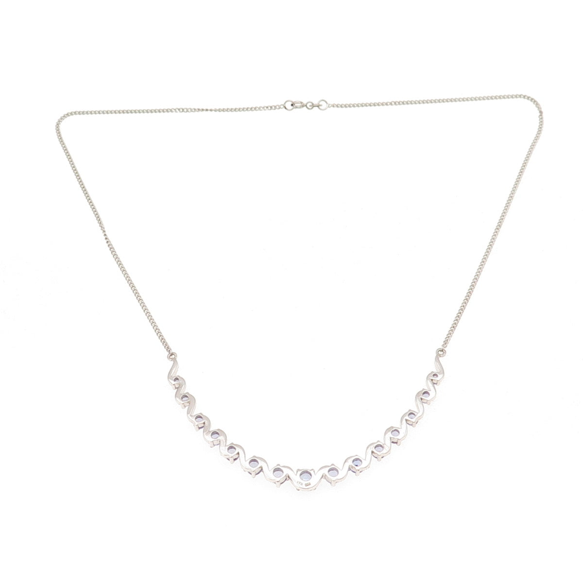 Chuck Clemency 925 Sterling Real Tanzanite & White Topaz Chain Necklace 18-20"