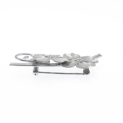 BEAU 925 Sterling Silver Vintage Dogwood Flower Pin Brooch