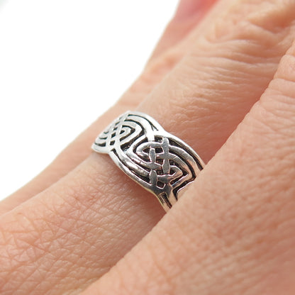PETER STONE 925 Sterling Silver Vintage Celtic Knot Oxidized Band Ring Size 10.5
