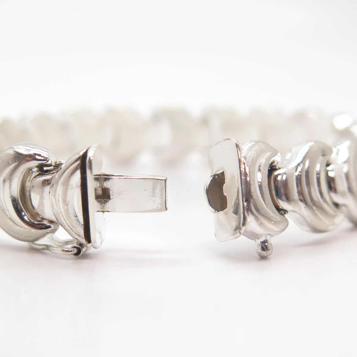 925 Sterling Silver Vintage Italy Modernist Link Bracelet 6.5"