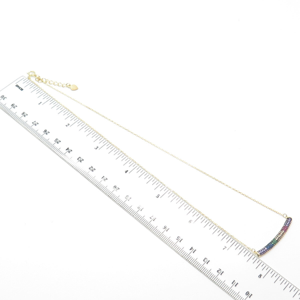 925 Sterling Silver Gold Plated Multi-Color C Z Rolo Chain Necklace 16"