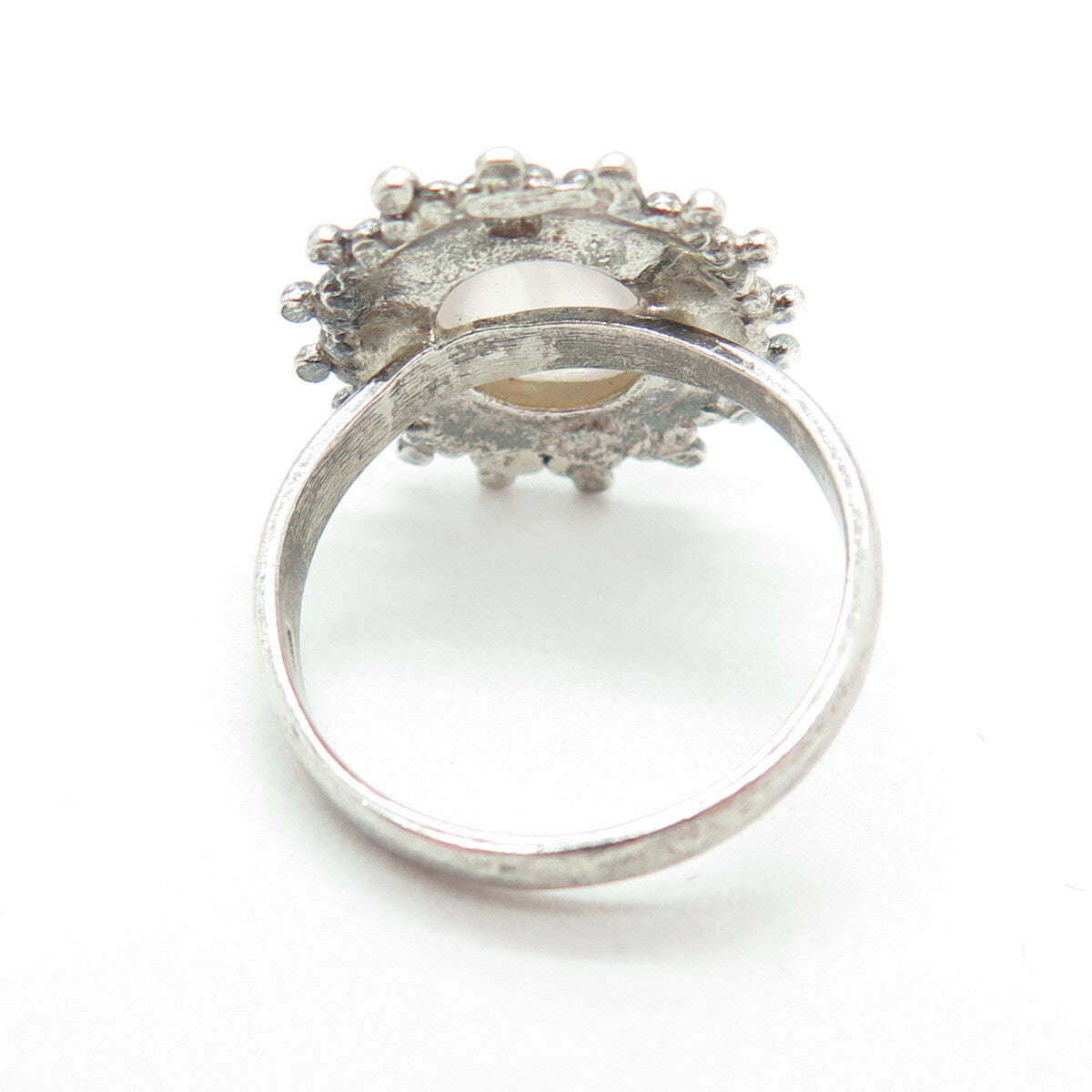 CHARLES WINSTON 925 Sterling Silver Vintage Real Rose Quartz Ethnic Ring Size 7