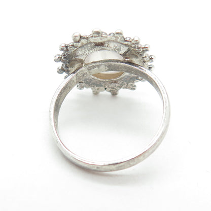 CHARLES WINSTON 925 Sterling Silver Vintage Real Rose Quartz Ethnic Ring Size 7
