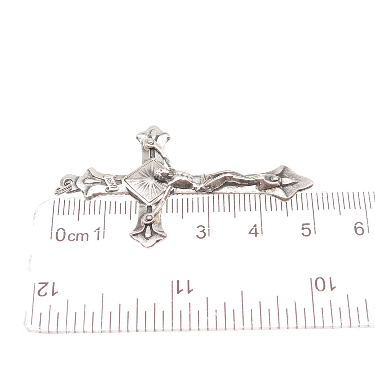 925 Sterling Silver Vintage Italy Crucifix Cross Oxidized Charm Pendant