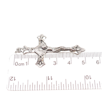 925 Sterling Silver Vintage Italy Crucifix Cross Oxidized Charm Pendant