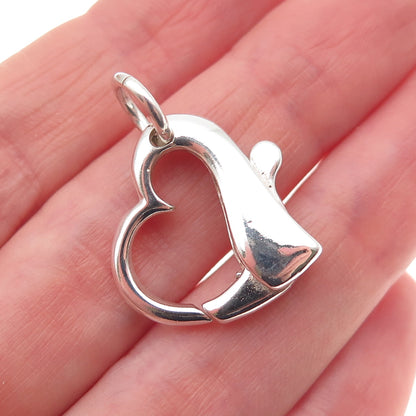 925 Sterling Silver Vintage Bracelet / Necklace Heart Lobster Lock Clasp